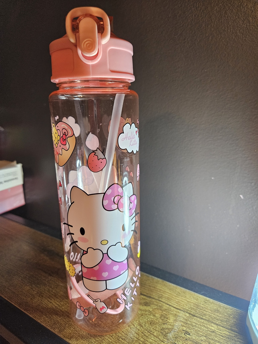 Hello Kitty Pink and Peach Flip-Top Straw Bottle